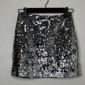 Urban Outfitters Sparkling Silver Mini Skirt